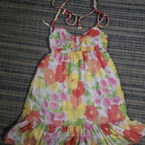 Aeropostale Floral Halter Dress - Red, Yellow, Green